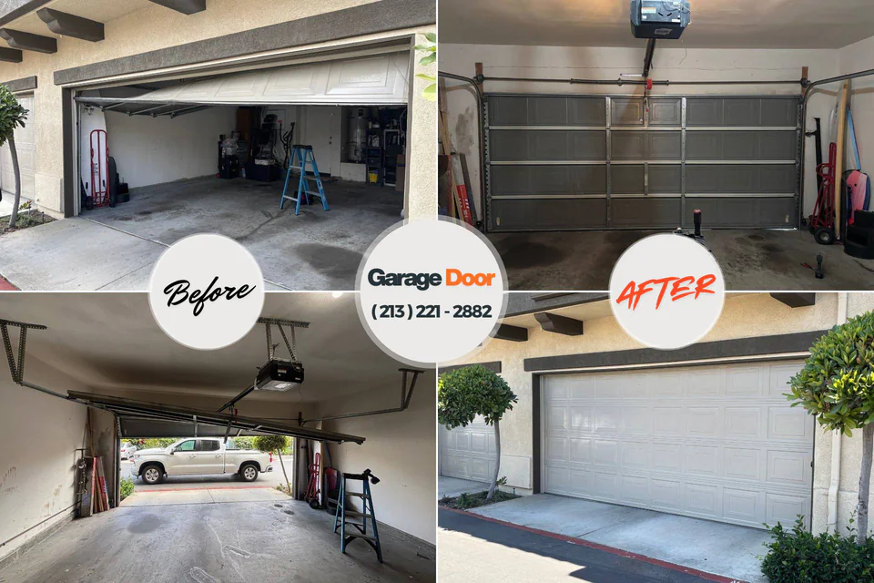 Before and after: garage door repair Scottsboro, AL